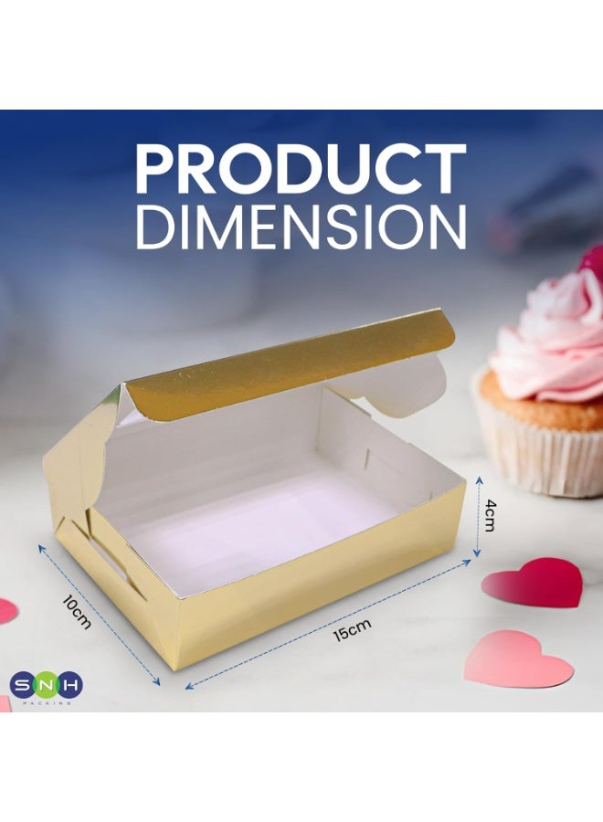SNH Packing Pack 20 Gold Bakery Box with Window, size 15 x 15 cm Sturdy Aluminum Treat Boxes for Cookies, Pastries, Donuts & Cakes - Dessert Gift Boxes for Weddings, Birthdays & Party Favors - Image 2